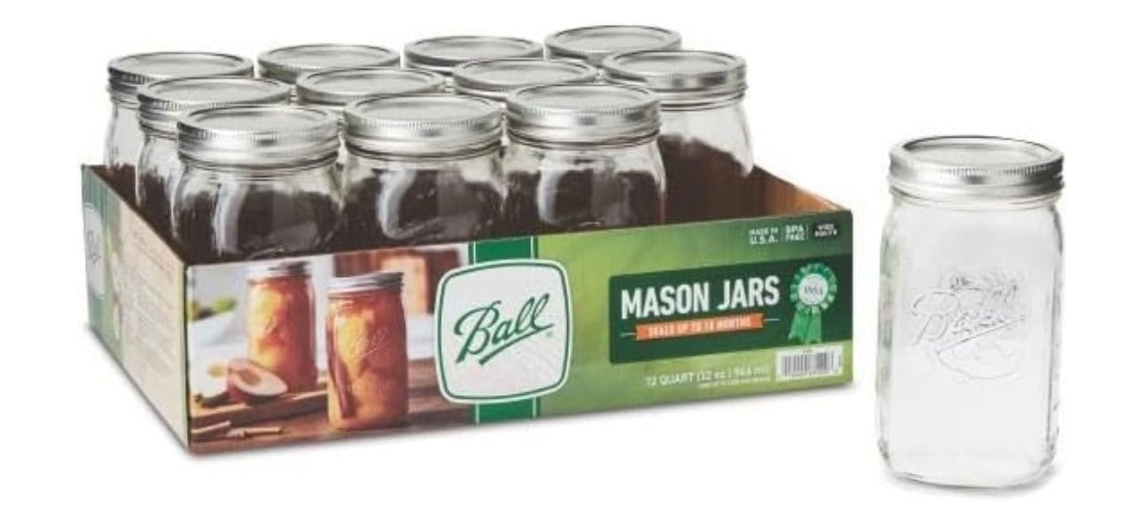 Ball Wide Mouth 32 Oz Mason Jars with Lids